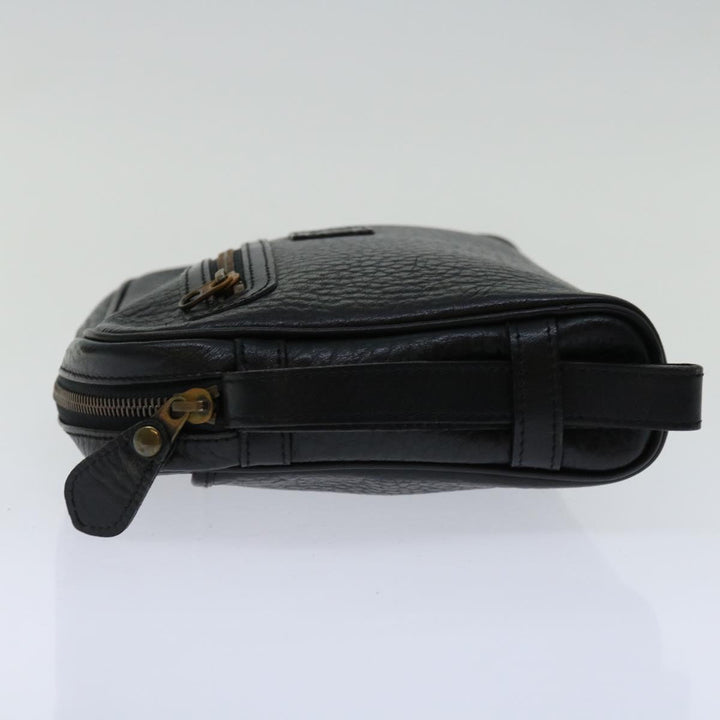 BurberrySs Clutch Bag Leather Black Auth yk11126