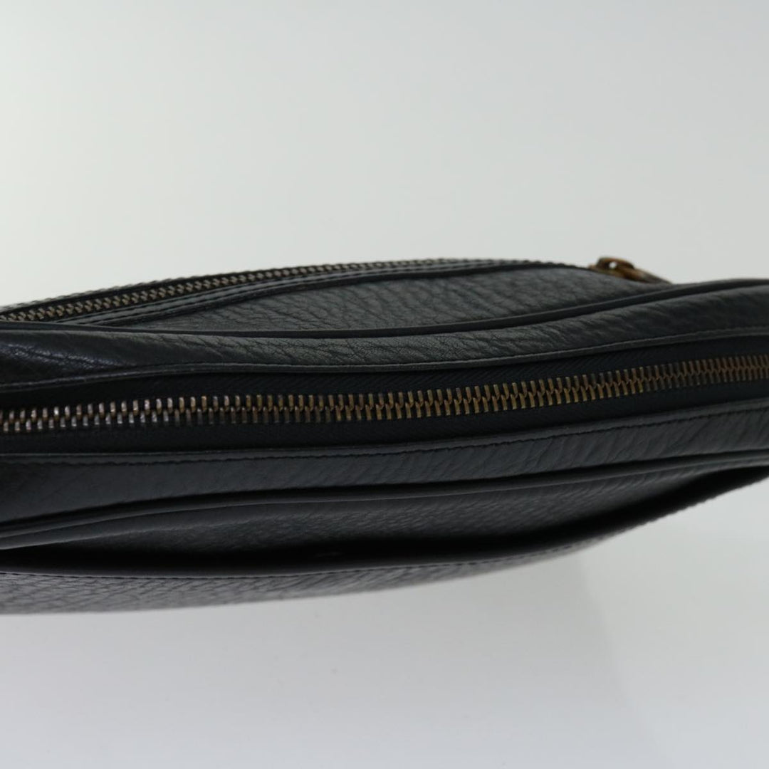 BurberrySs Clutch Bag Leather Black Auth yk11126