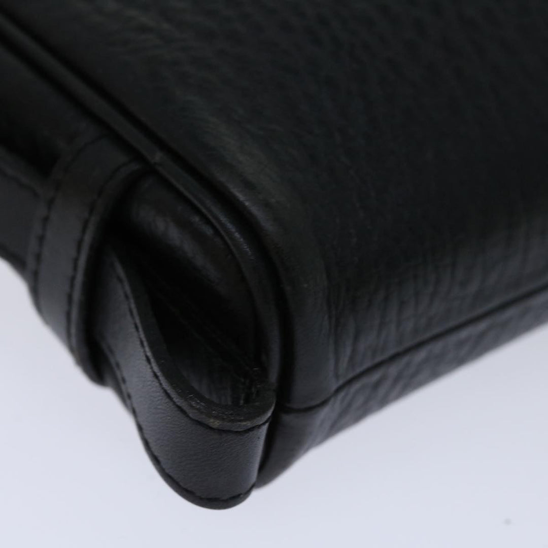 BurberrySs Clutch Bag Leather Black Auth yk11126