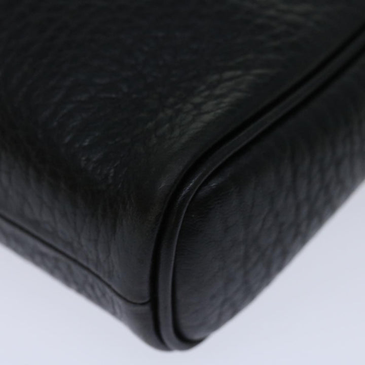 BurberrySs Clutch Bag Leather Black Auth yk11126