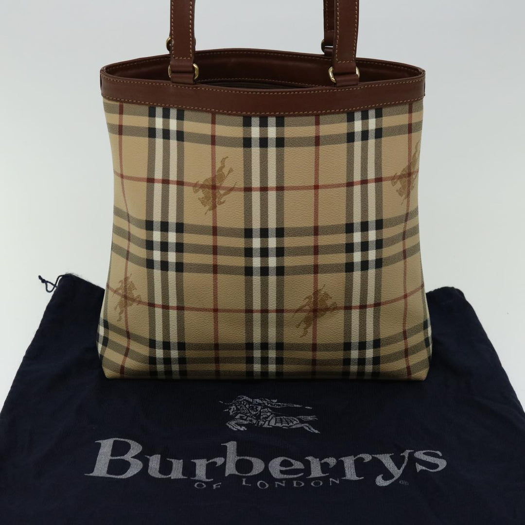 BurberrySs Nova Check Tote Bag PVC Beige Auth yk11163