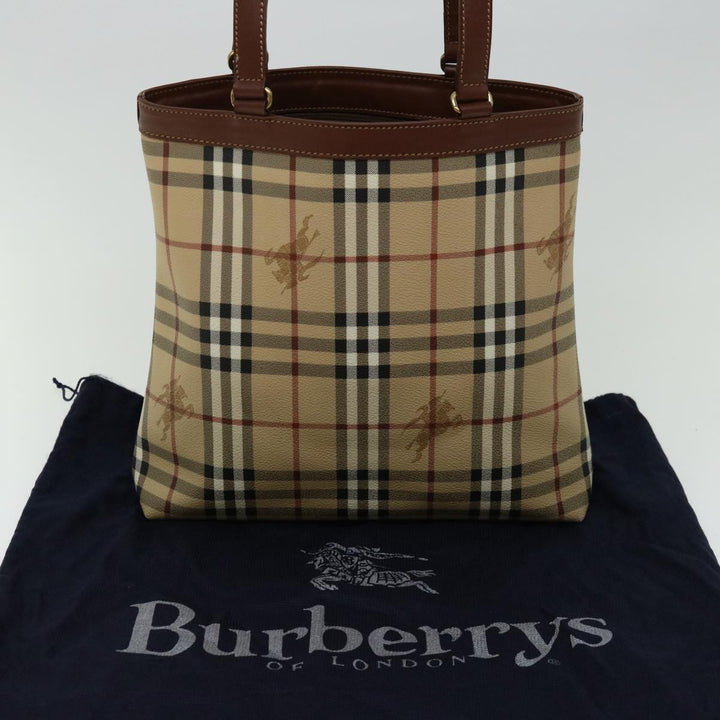 BurberrySs Nova Check Tote Bag PVC Beige Auth yk11163