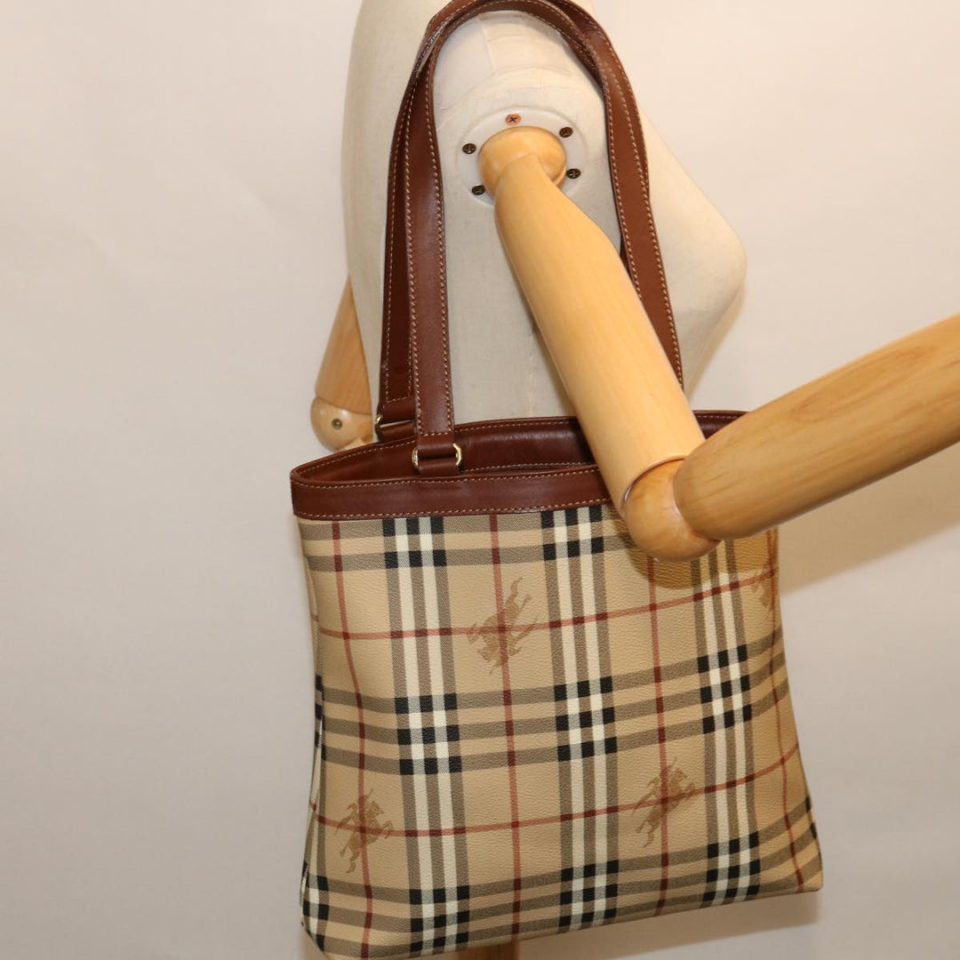 BurberrySs Nova Check Tote Bag PVC Beige Auth yk11163