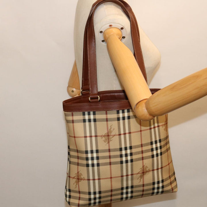BurberrySs Nova Check Tote Bag PVC Beige Auth yk11163