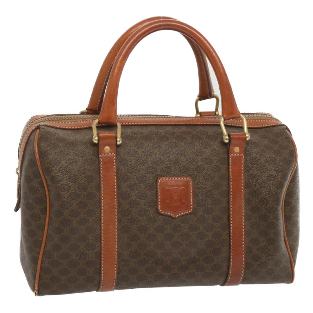 Celine Macadam Canvas Hand Bag PVC Brown Auth yk11191