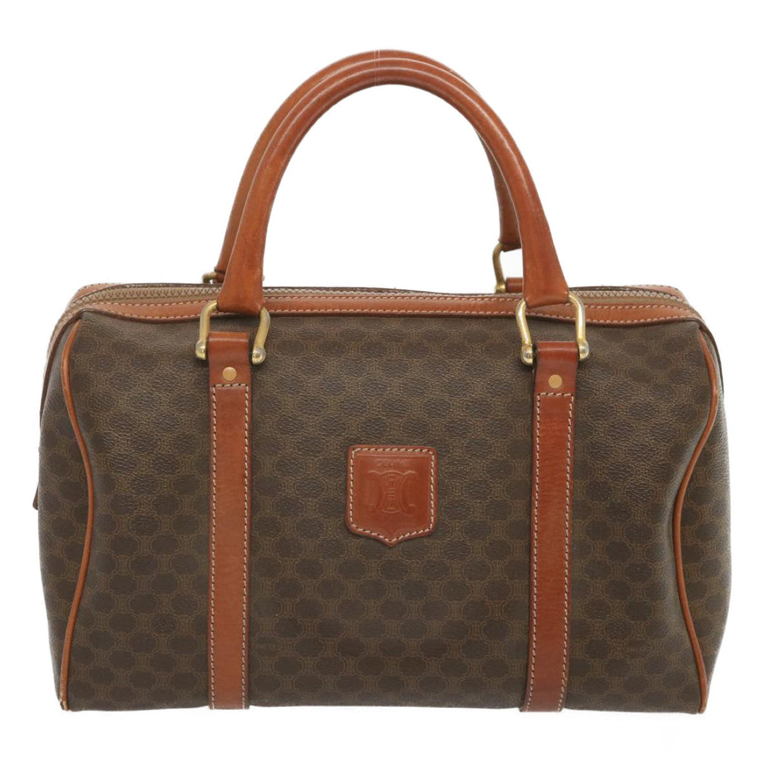 Celine Macadam Canvas Hand Bag PVC Brown Auth yk11191
