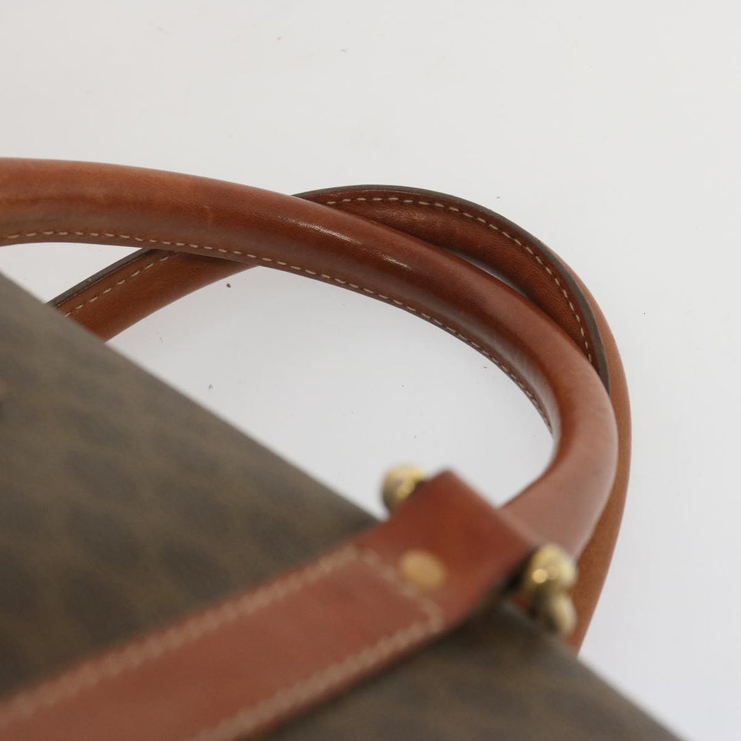 Celine Macadam Canvas Hand Bag PVC Brown Auth yk11191