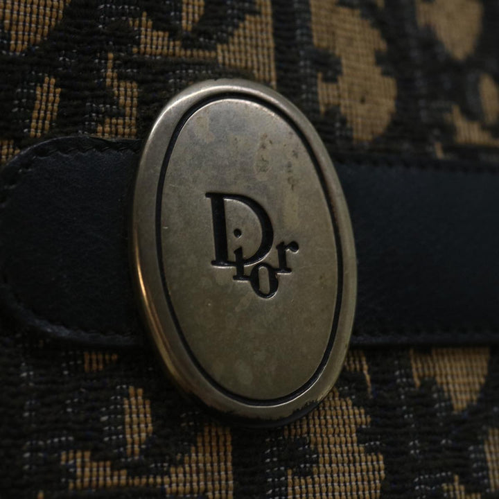 CHRISTIAN Dior Trotter Canvas Shoulder Bag Navy Auth yk11192