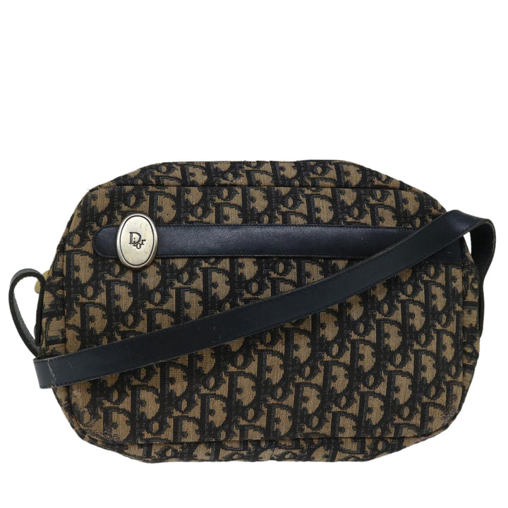 CHRISTIAN Dior Trotter Canvas Shoulder Bag Navy Auth yk11192