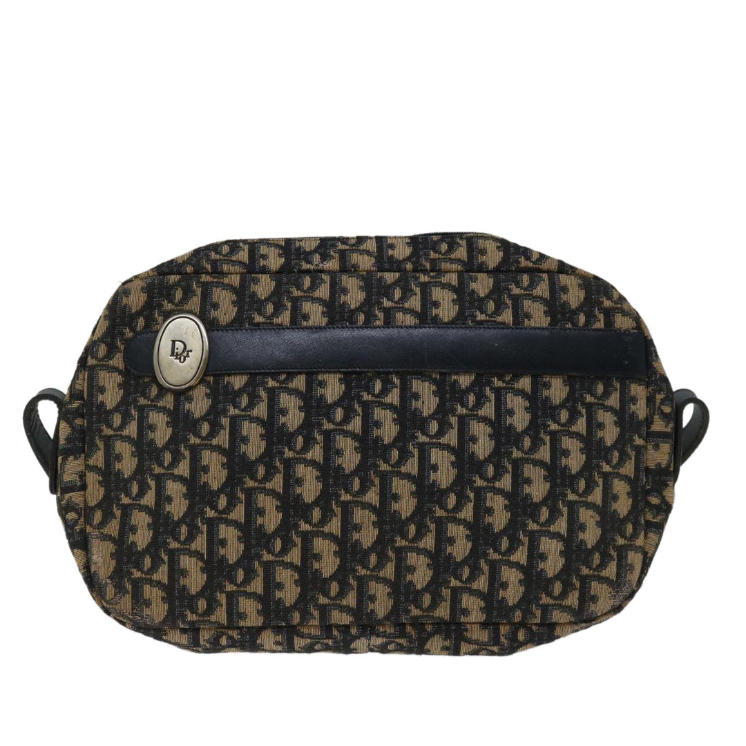 CHRISTIAN Dior Trotter Canvas Shoulder Bag Navy Auth yk11192