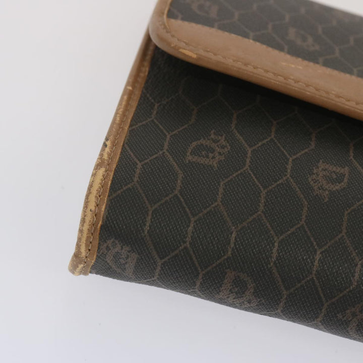 CHRISTIAN Dior Honeycomb Canvas Chain Shoulder Bag PVC Black Auth yk11202