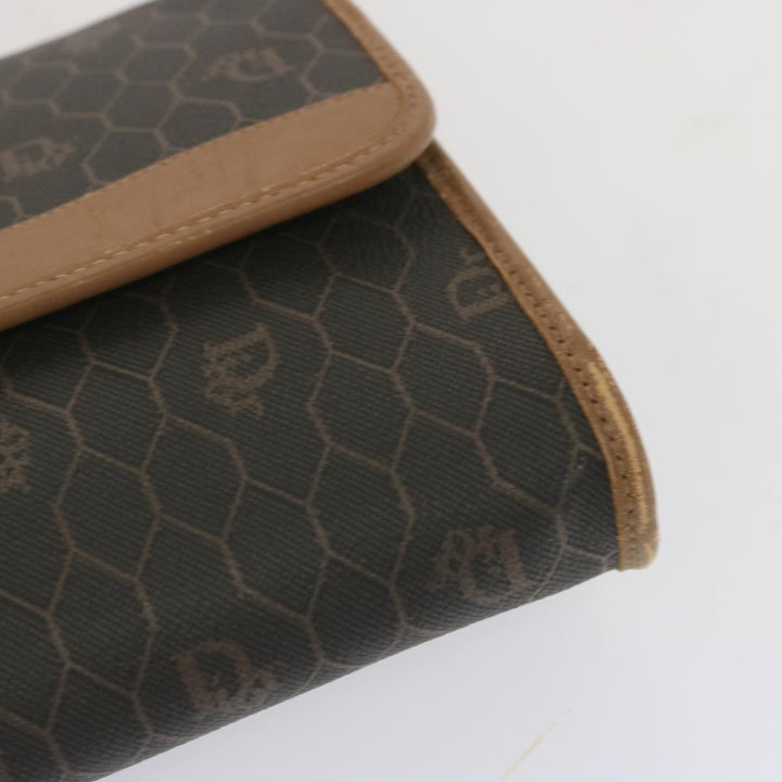 CHRISTIAN Dior Honeycomb Canvas Chain Shoulder Bag PVC Black Auth yk11202