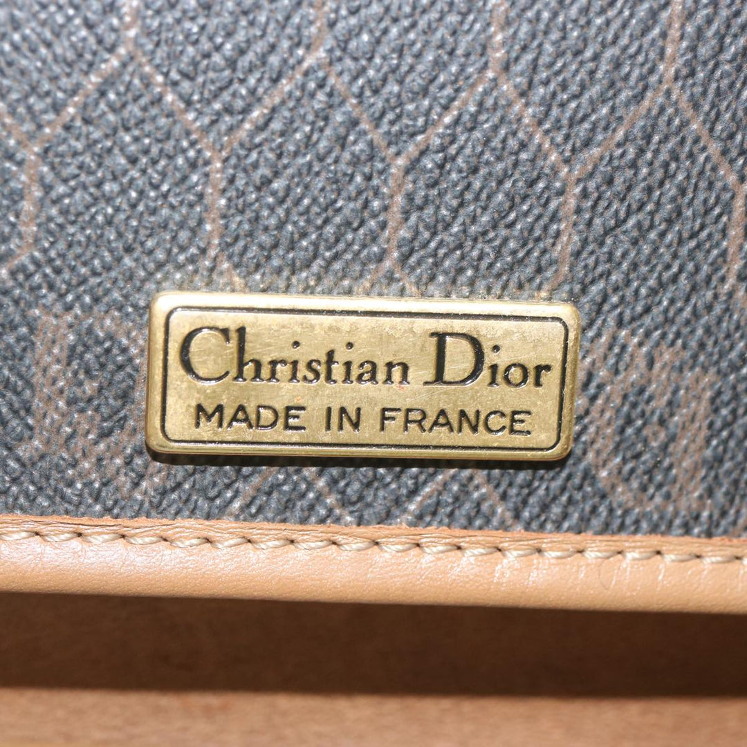 CHRISTIAN Dior Honeycomb Canvas Chain Shoulder Bag PVC Black Auth yk11202