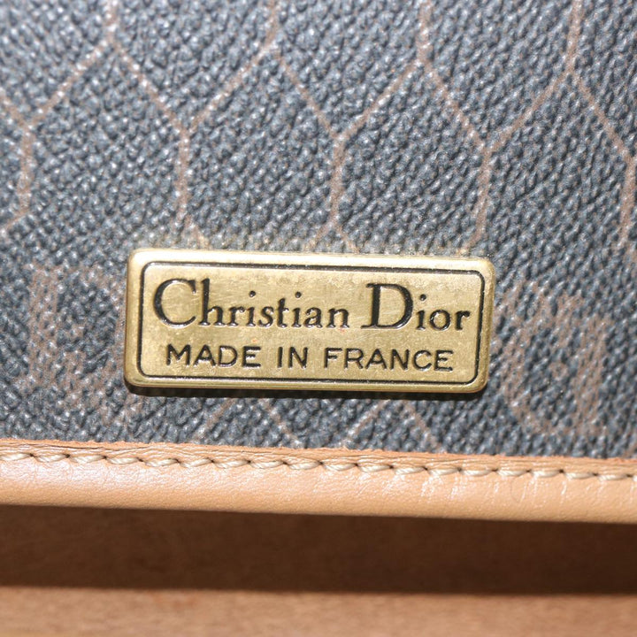 CHRISTIAN Dior Honeycomb Canvas Chain Shoulder Bag PVC Black Auth yk11202