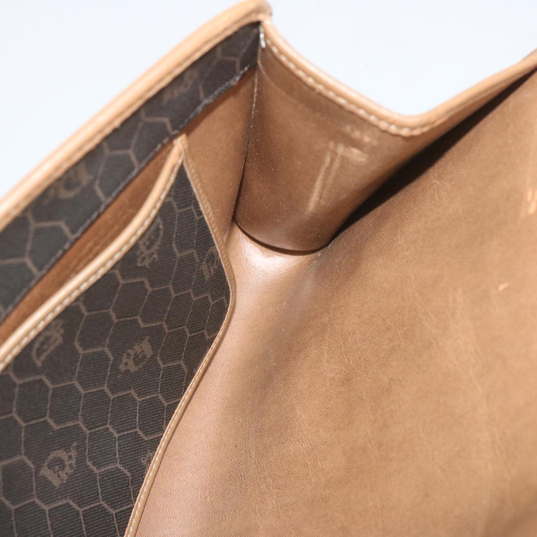 CHRISTIAN Dior Honeycomb Canvas Chain Shoulder Bag PVC Black Auth yk11202