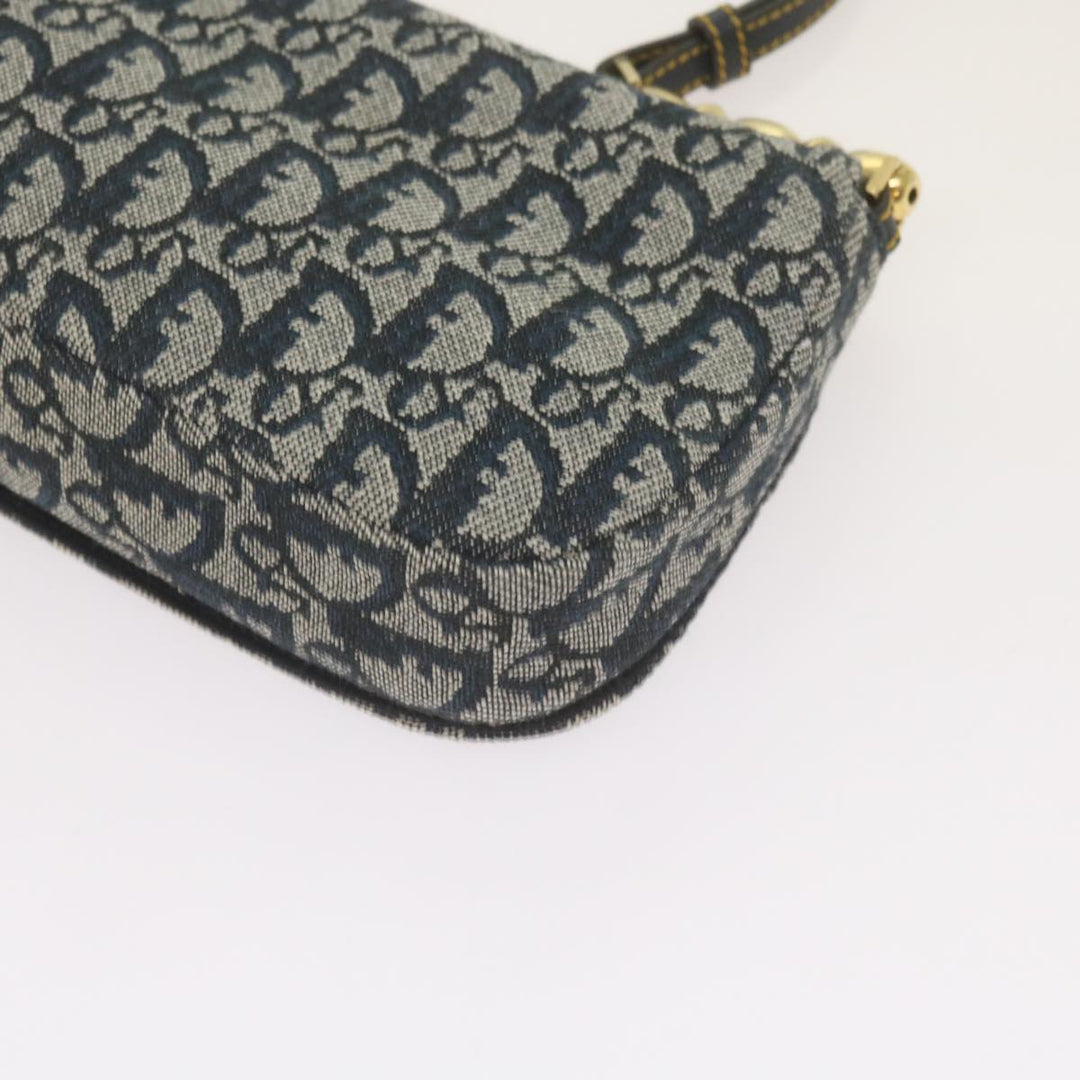 CHRISTIAN Top quality Dior Trotter Canvas Maris Pearl Shoulder Bag Navy Auth yk11226A