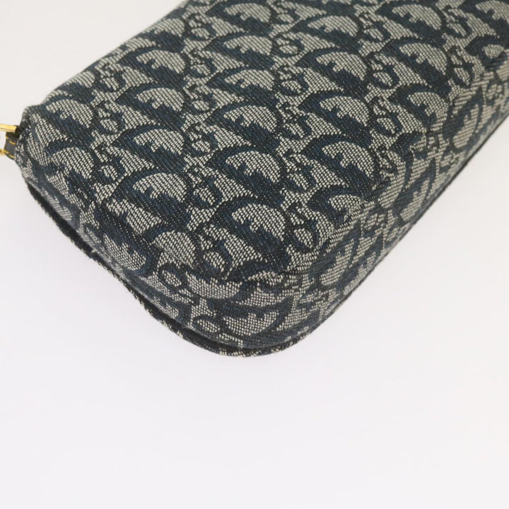 CHRISTIAN Top quality Dior Trotter Canvas Maris Pearl Shoulder Bag Navy Auth yk11226A