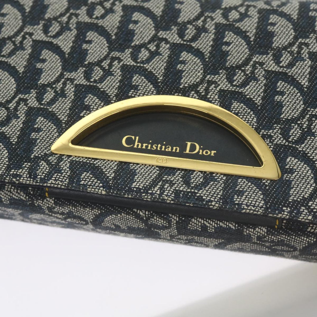 CHRISTIAN Top quality Dior Trotter Canvas Maris Pearl Shoulder Bag Navy Auth yk11226A