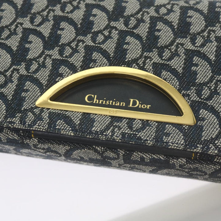 CHRISTIAN Top quality Dior Trotter Canvas Maris Pearl Shoulder Bag Navy Auth yk11226A