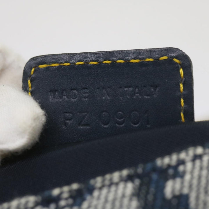 CHRISTIAN Top quality Dior Trotter Canvas Maris Pearl Shoulder Bag Navy Auth yk11226A