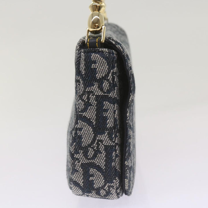 CHRISTIAN Top quality Dior Trotter Canvas Maris Pearl Shoulder Bag Navy Auth yk11226A