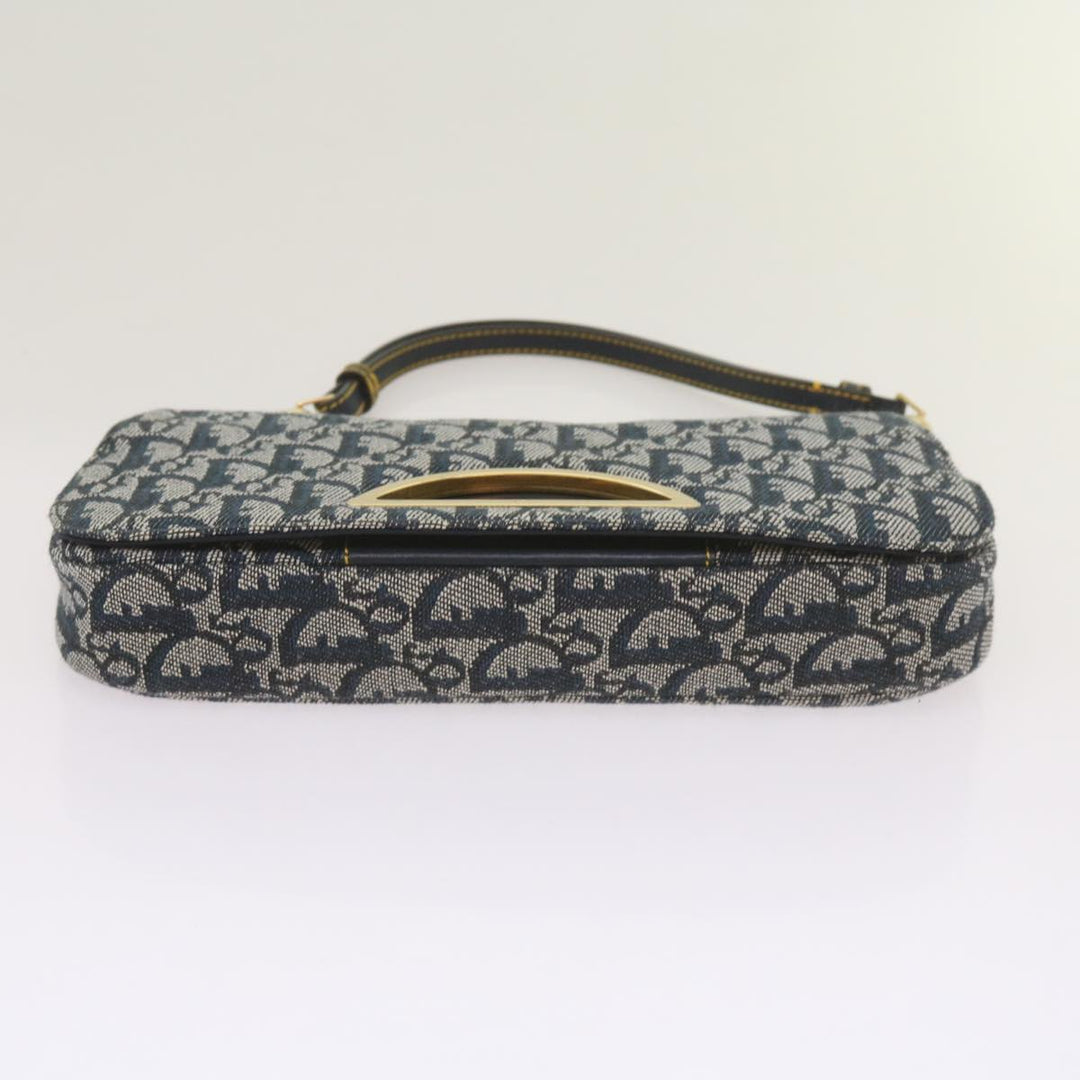 CHRISTIAN Top quality Dior Trotter Canvas Maris Pearl Shoulder Bag Navy Auth yk11226A