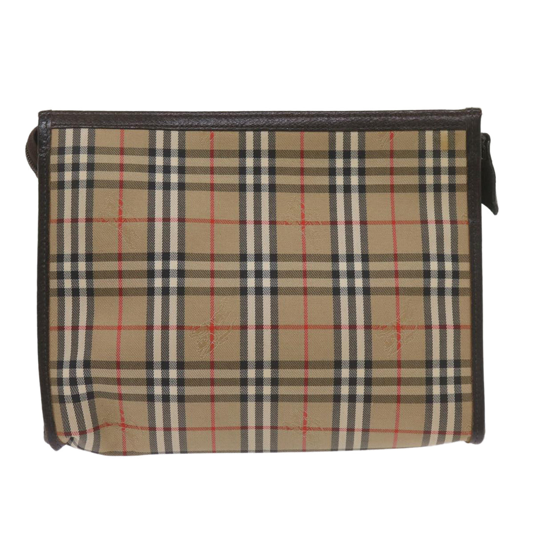 BurberrySs Nova Check Clutch Bag Canvas Black Beige Auth yk11236