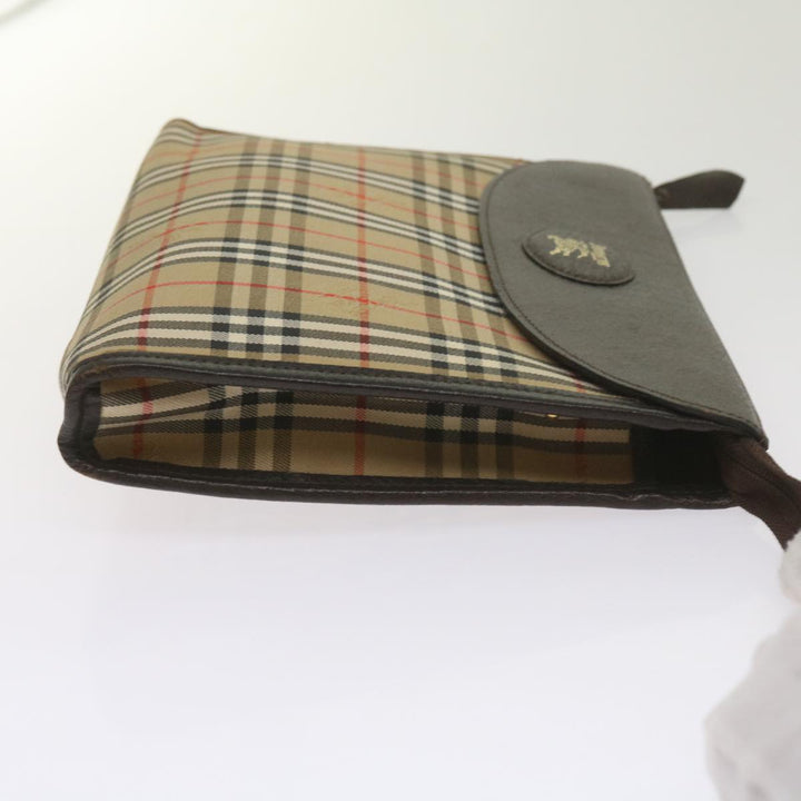 BurberrySs Nova Check Clutch Bag Canvas Black Beige Auth yk11236