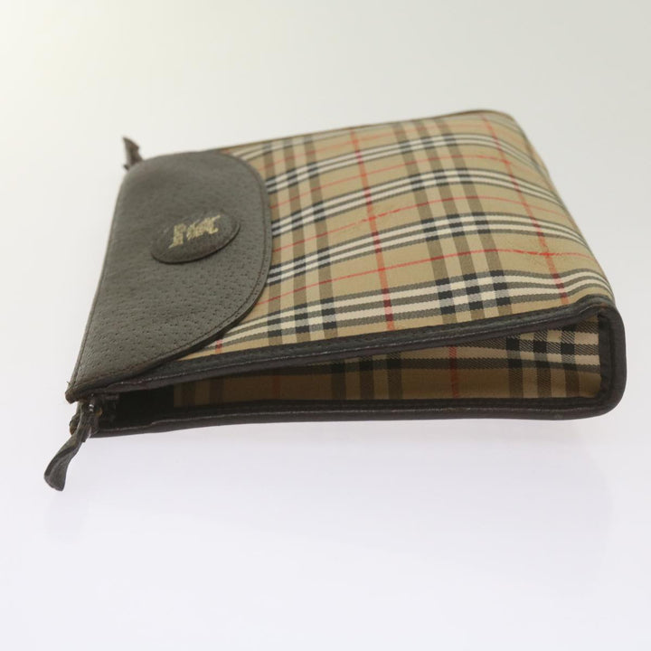 BurberrySs Nova Check Clutch Bag Canvas Black Beige Auth yk11236