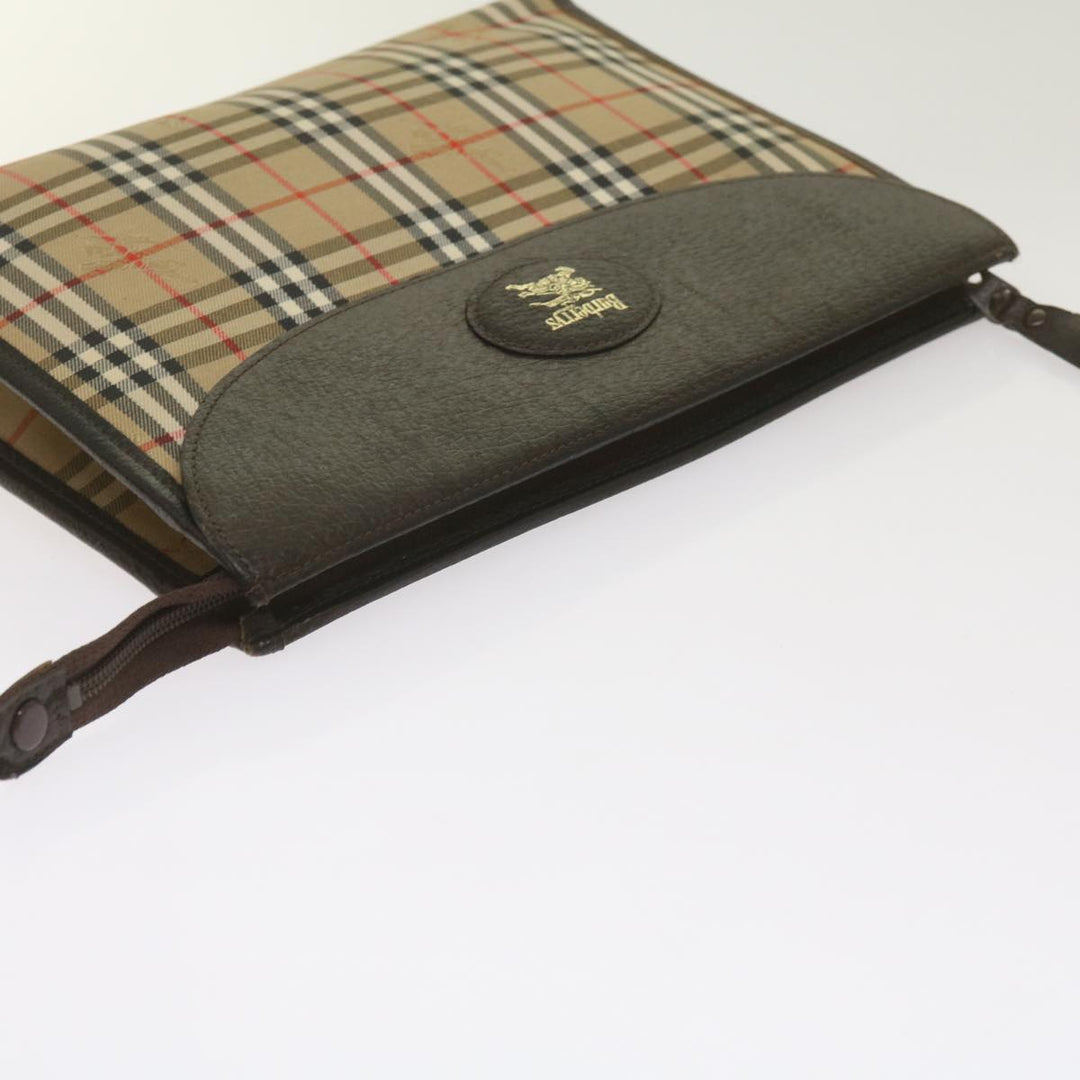 BurberrySs Nova Check Clutch Bag Canvas Black Beige Auth yk11236