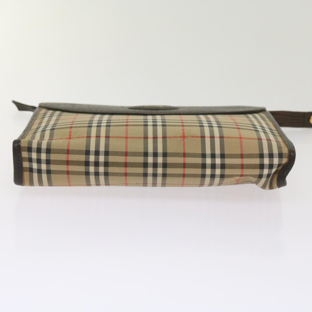 BurberrySs Nova Check Clutch Bag Canvas Black Beige Auth yk11236