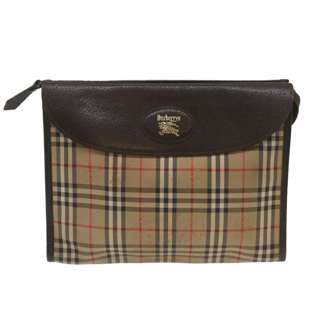 BurberrySs Nova Check Clutch Bag Canvas Black Beige Auth yk11237