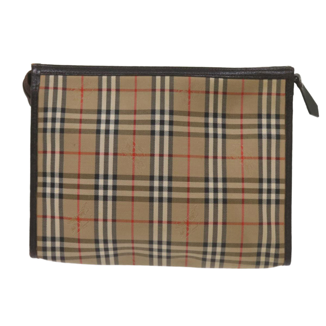 BurberrySs Nova Check Clutch Bag Canvas Black Beige Auth yk11237