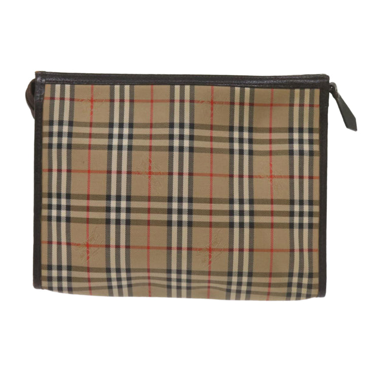 BurberrySs Nova Check Clutch Bag Canvas Black Beige Auth yk11237