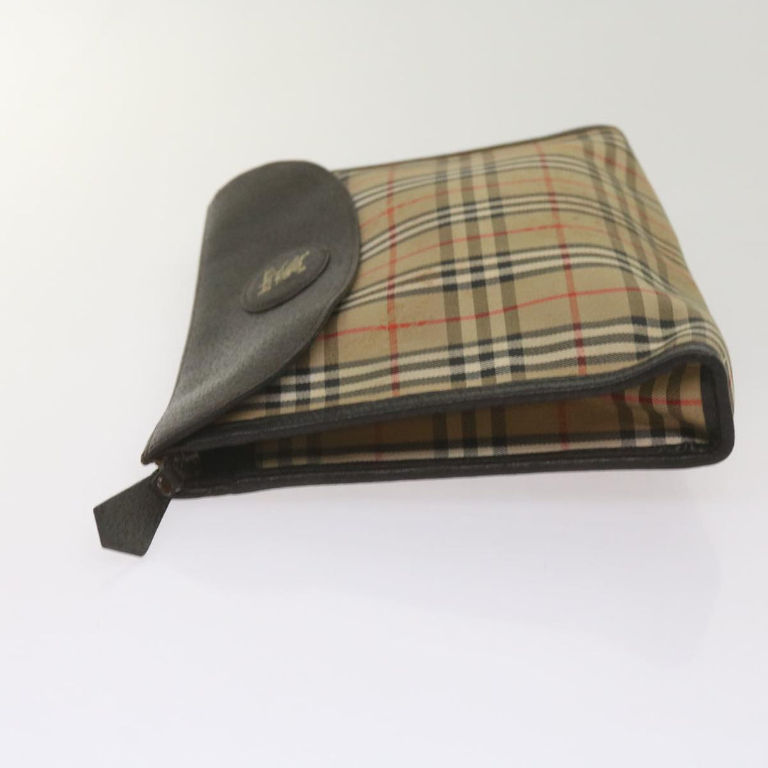 BurberrySs Nova Check Clutch Bag Canvas Black Beige Auth yk11237