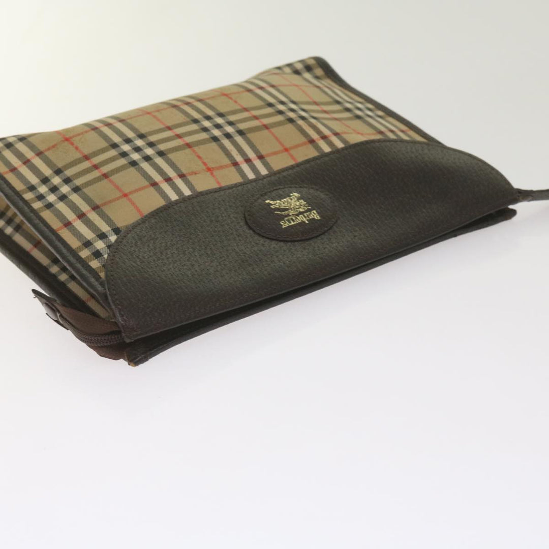 BurberrySs Nova Check Clutch Bag Canvas Black Beige Auth yk11237