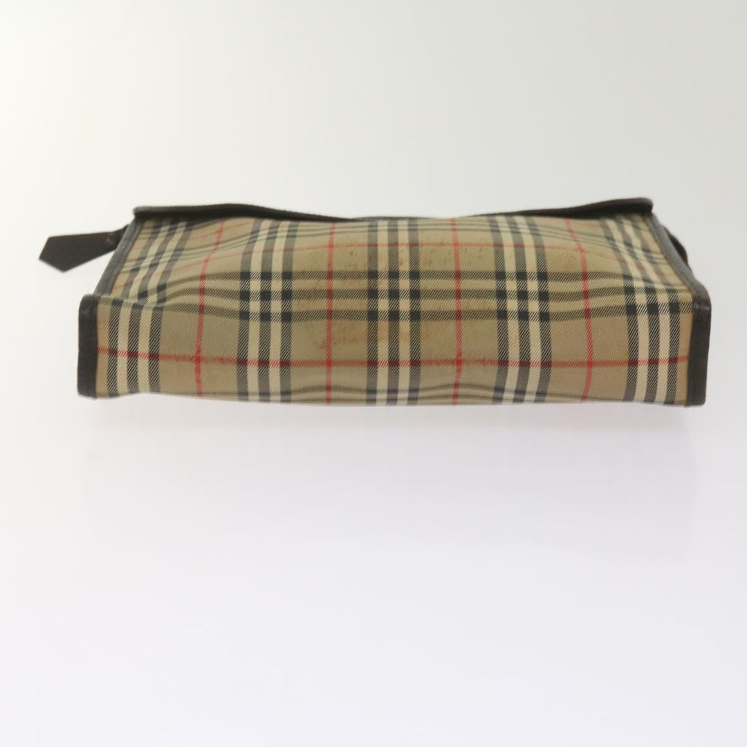 BurberrySs Nova Check Clutch Bag Canvas Black Beige Auth yk11237