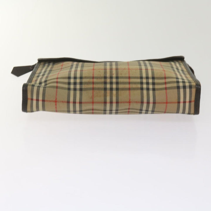 BurberrySs Nova Check Clutch Bag Canvas Black Beige Auth yk11237