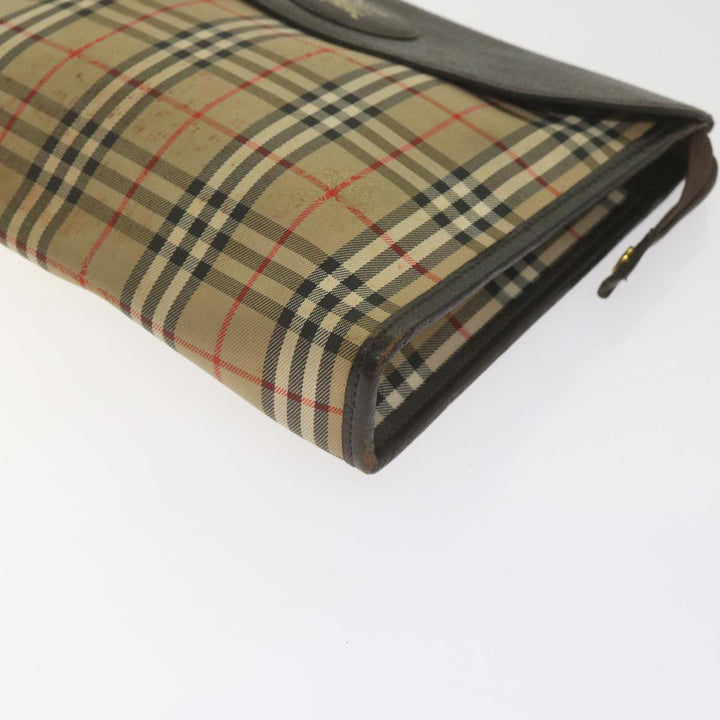 BurberrySs Nova Check Clutch Bag Canvas Black Beige Auth yk11237