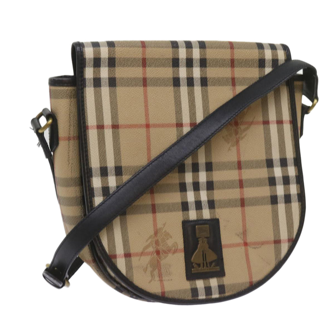 BURBERRYSs Nova Check Shoulder Bag PVC Beige Auth yk11243