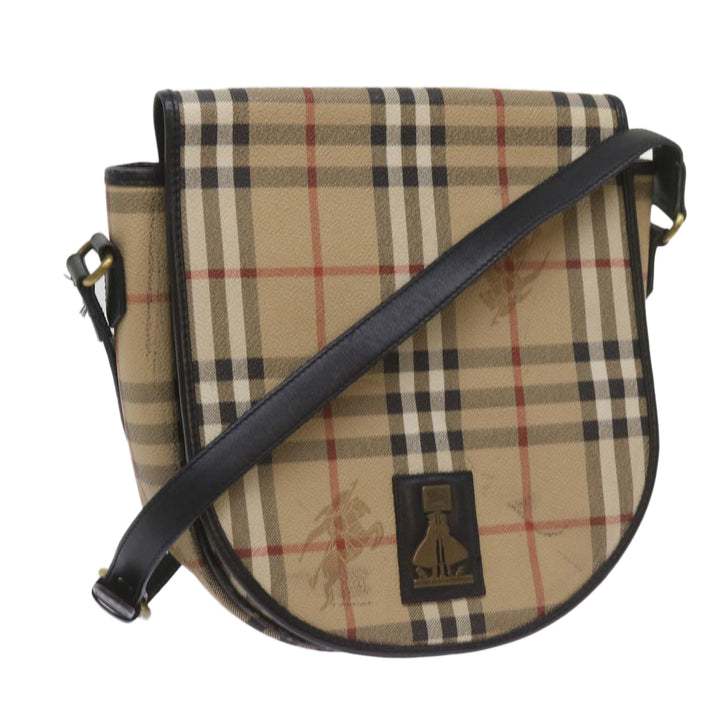 BURBERRYSs Nova Check Shoulder Bag PVC Beige Auth yk11243