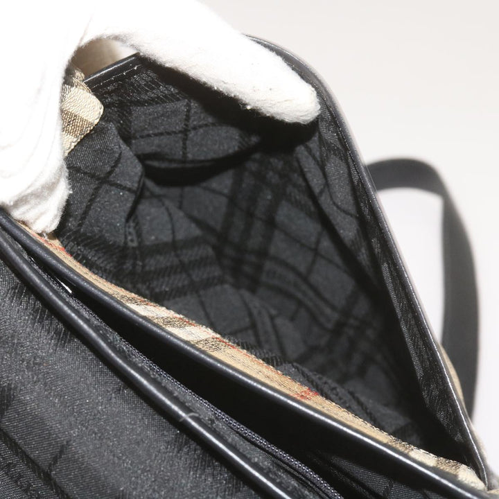BURBERRYSs Nova Check Shoulder Bag PVC Beige Auth yk11243