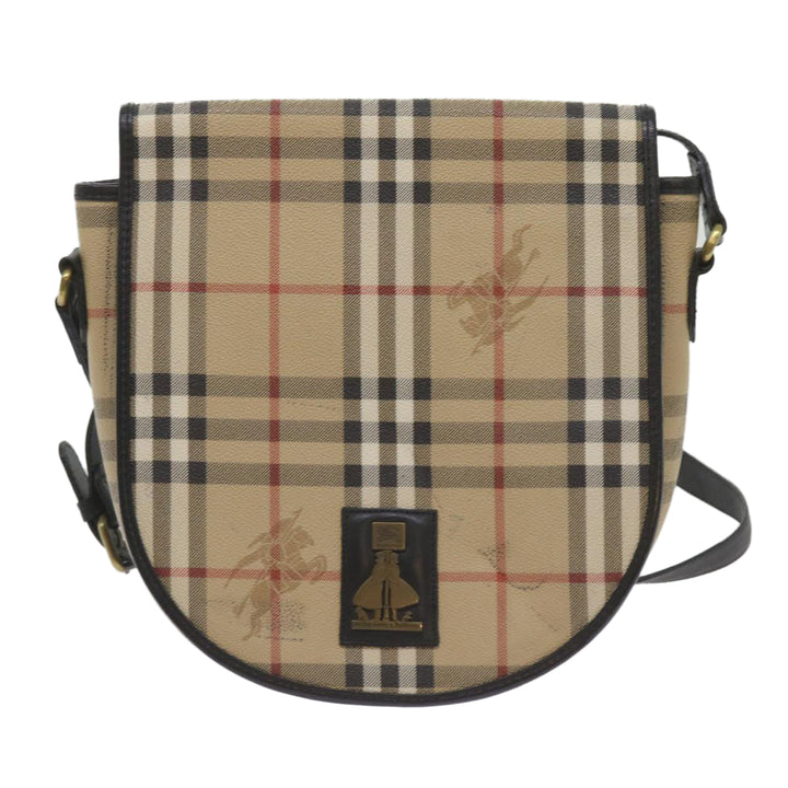 BURBERRYSs Nova Check Shoulder Bag PVC Beige Auth yk11243