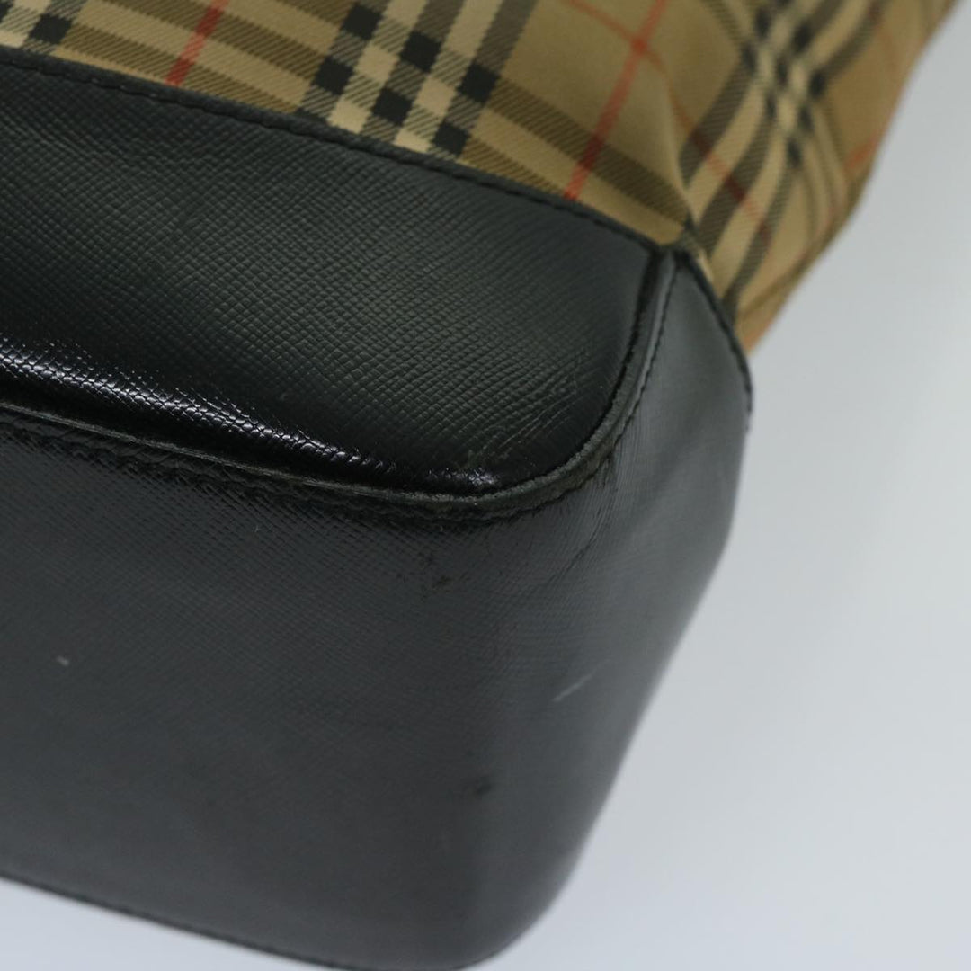 BURBERRYSs Nova Check Shoulder Bag Canvas Beige Black Auth yk11247