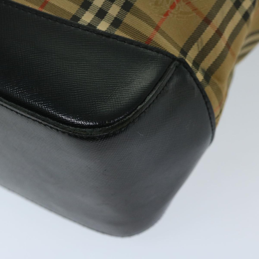 BURBERRYSs Nova Check Shoulder Bag Canvas Beige Black Auth yk11247