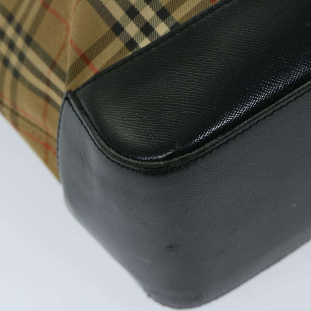 BURBERRYSs Nova Check Shoulder Bag Canvas Beige Black Auth yk11247