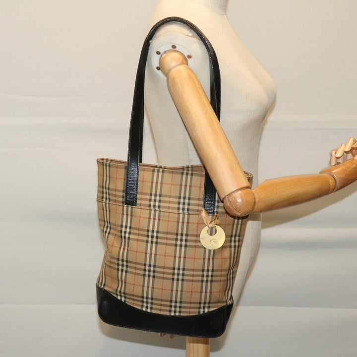 BURBERRYSs Nova Check Shoulder Bag Canvas Beige Black Auth yk11247
