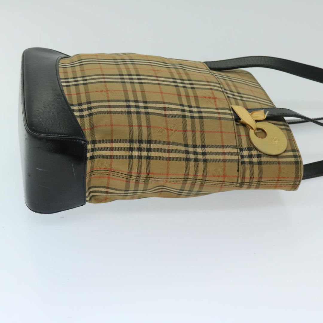 BURBERRYSs Nova Check Shoulder Bag Canvas Beige Black Auth yk11247