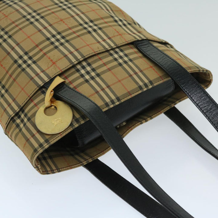 BURBERRYSs Nova Check Shoulder Bag Canvas Beige Black Auth yk11247