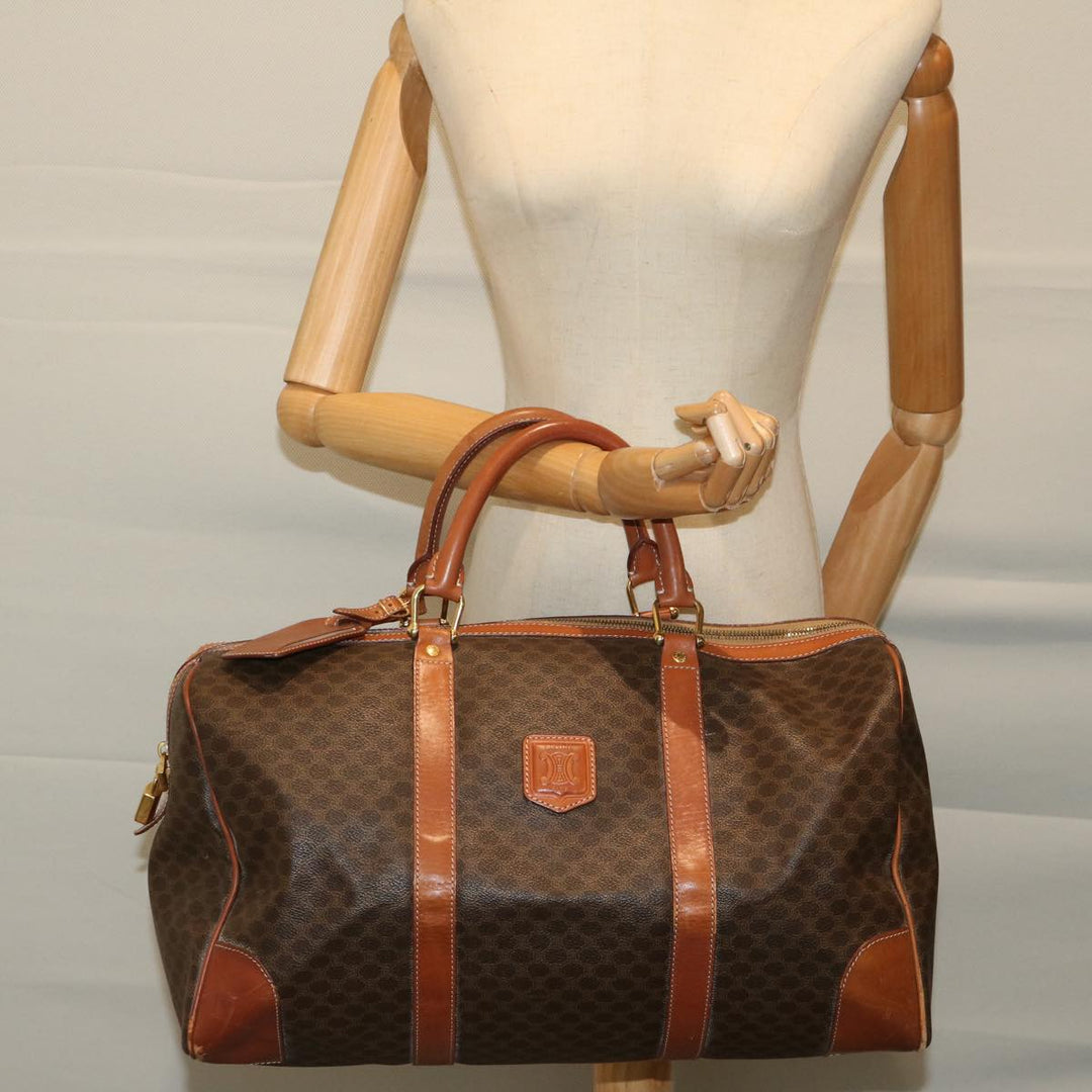 Celine Macadam Canvas Boston Bag PVC Brown 11251